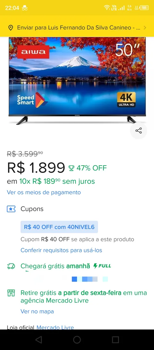 Imagem na descrição da promoção