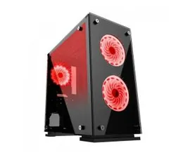 Gabinete Gamer Gamemax Hero, Mid Tower, Vidro temperado, Com 3 Fans Red, Black, S-Fonte