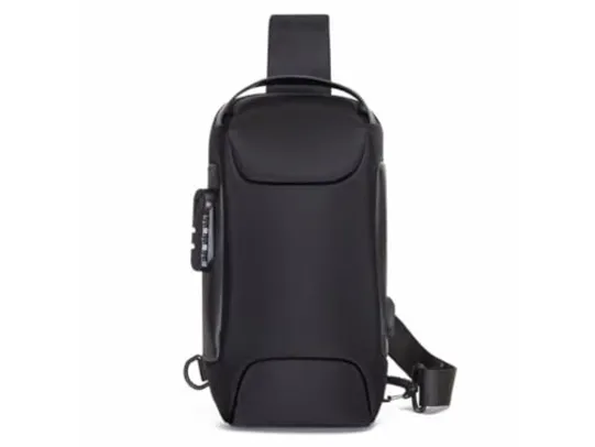 Mini Mochila Transversal Masculina Feminina Pequena Diagonal Ombro Preta USB Cadiado Amazon Prime Emk