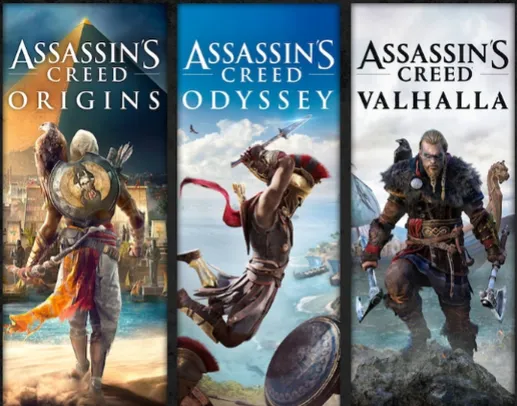 Pacote Assassin's Creed (Valhalla, Odissey e Origins) | R$233