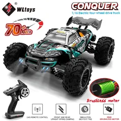 (Com impostos) WLtoys Carro RC com controle remoto LED 1:16, 50km/h, 4WD