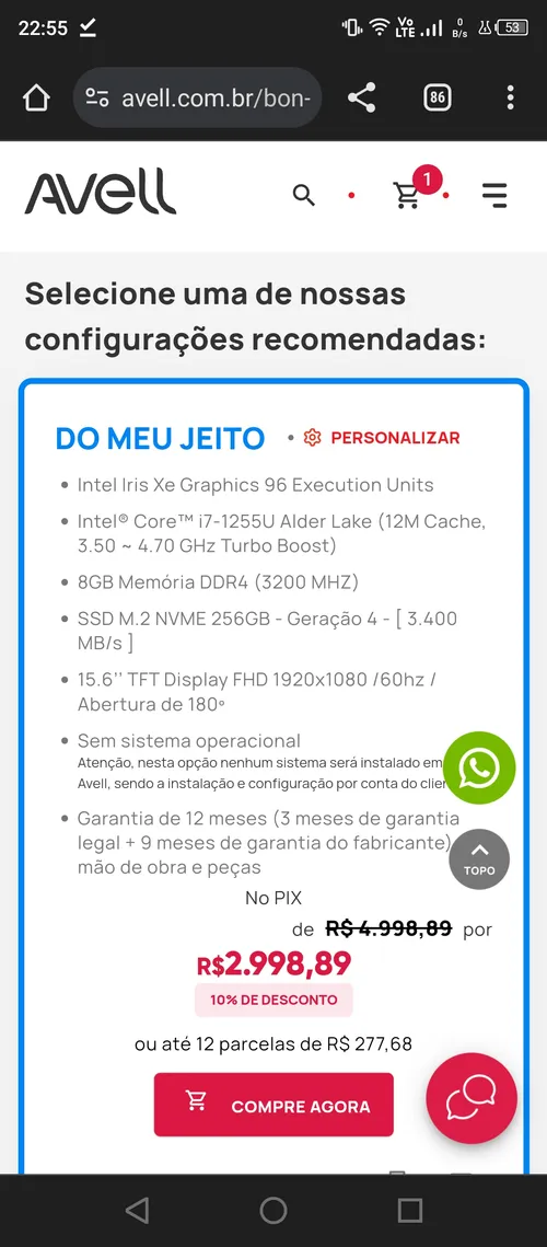 Imagem na descrição da promoção