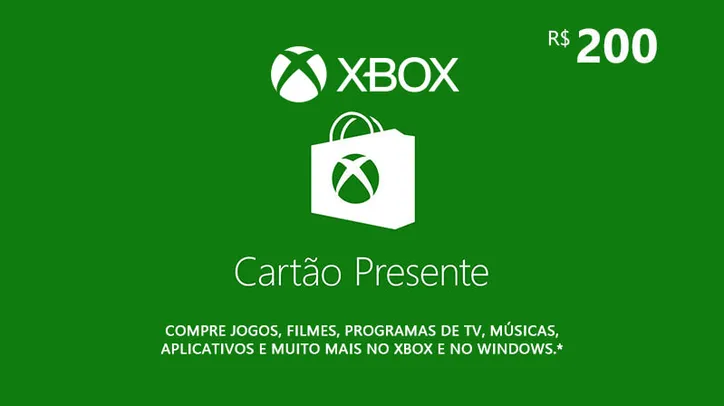 Xbox - Cartão Presente Digital 200 Reais - Xbox - Compre na Nuuvem