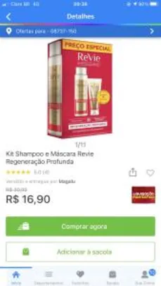 Kit Shampoo e Máscara Revie Regeneração Profunda | R$ 17