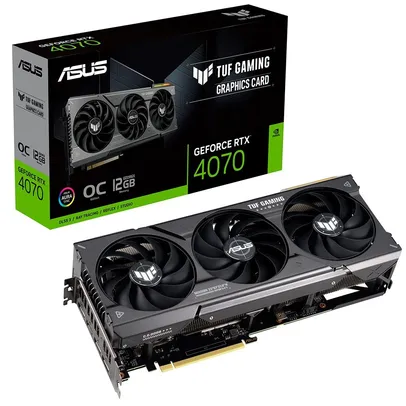 Placa de Vídeo RTX 4070 TUF Gaming OC Edition Asus NVIDIA GeForce, 12 GB GDDR6X, ARGB, DLSS, Ray Tracing - TUF-RTX4070-O12G-GAMING