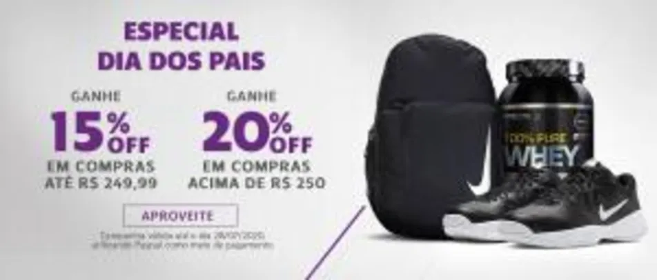 Pague com PayPal e ganhe 15% OFF nas compras até R$249 ou 20% OFF nas compras acima de R$250