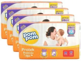 [Cliente Ouro + App] Kit fralda pompom 4 Pacotes com 36 Unidades | R$91