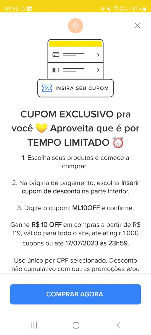 Imagem na descrição da promoção