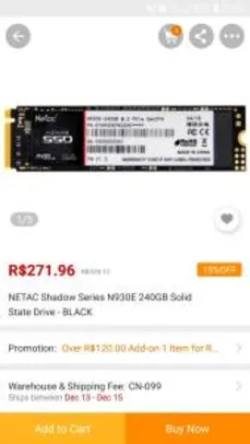 NETAC Shadow Series N930E 240GB Solid State Drive - BLACK 27 R$272