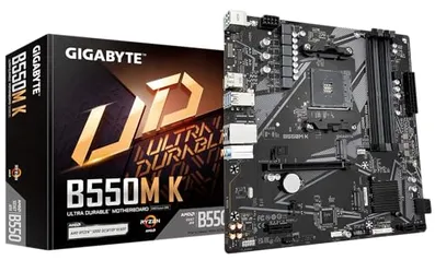 PLACA-MÃE GIGABYTE B550M, AM4 4XDDR4(MÁX128GB), 4 SATA, 1 M.2, 2XUSB 3.2, 4XUSB 2.0, 1XHDMI