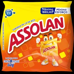 Lã de Aço ASSOLAN Pacote 60g com 8 Unidades | R$ 1,34