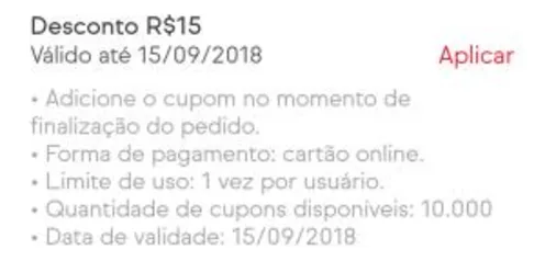 Desconto de R$15,00, R$30,00 ou R$45,00 - Ifood