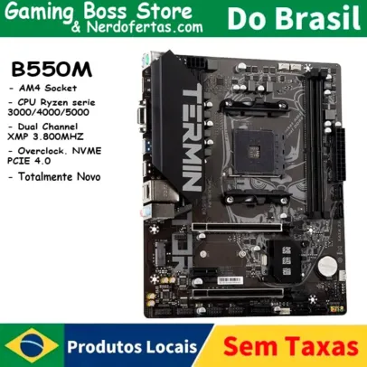 (Do Brasil) MAXSUN-AM4 Terminator B550M Placa-mãe AMD Gaming, Canal Duplo DDR4