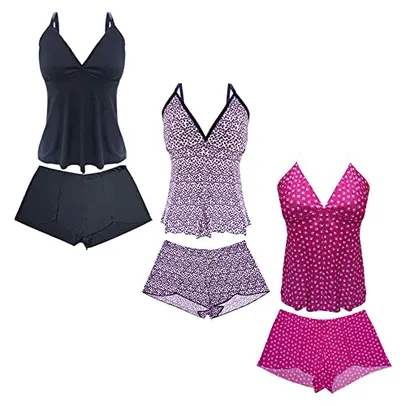 Kit 3 Pijamas Baby Dolls Conjunto Blusa + Short Sortido