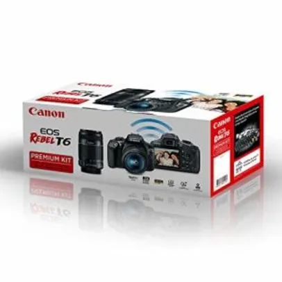 Kit Premium Canon Câmera Rebel T6 com 18-55mm e 55-250mm IS por R$ 1849