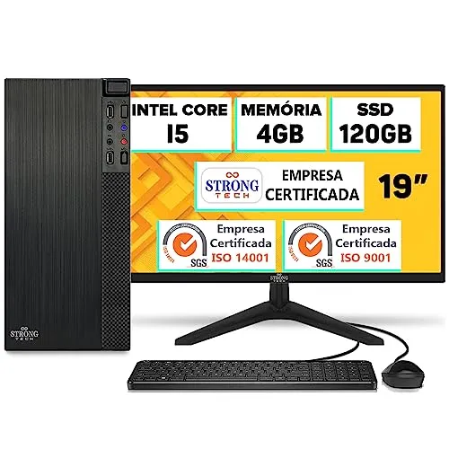 Computador Completo Intel Core i5 4GB SSD 120GB Monitor 19" Hdmi Teclado e Mouse Strong Tech
