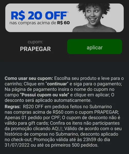 Imagem na descrição da promoção