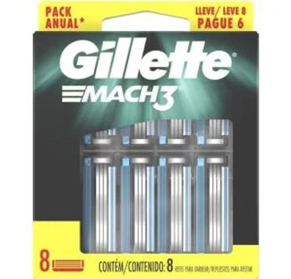 Carga para Aparelho de Barbear Gillette Mach3 - Leve 8 Pague 6 | R$ 36