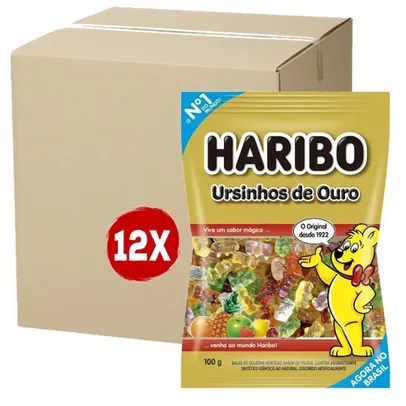 Kit 12X Bala Haribo Ursinhos De Ouro 100G