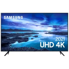 Smart TV Samsung 55" UHD 4K UN55AU7700GXZD Processador Crystal 4K Tela sem limites Visual Livre de C