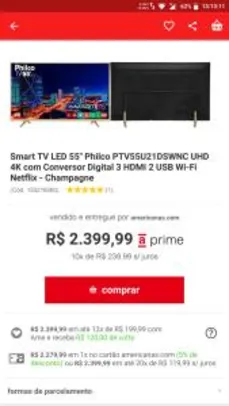 Smart TV LED 55" Philco PTV55U21DSWNC UHD 4K - R$2399