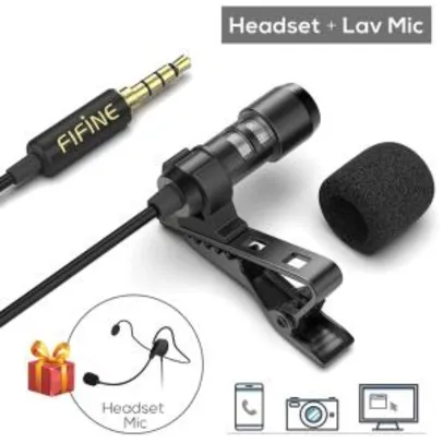 Microfone de lapela fifine (kit completo) - R$151
