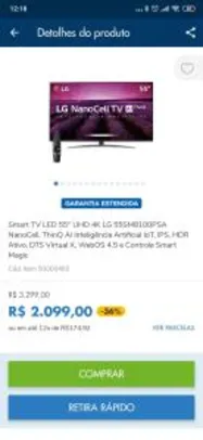 Smart TV LED 55" UHD 4K LG 55SM8100 NanoCell | R$2.099