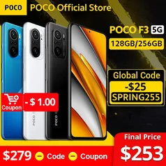 Smartphone Poco F3 Versão Global 5g Snap 870 Octacore 8gb/256gb Black