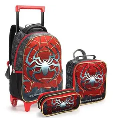 Kit Mochila Rodinhas Infantil Menino Super Spider Seanite