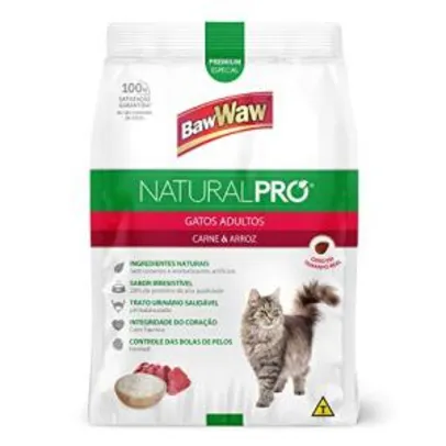 Ração Baw Waw Natural Pro para gatos adultos sabor Carne e Arroz - 2,5kg R$15