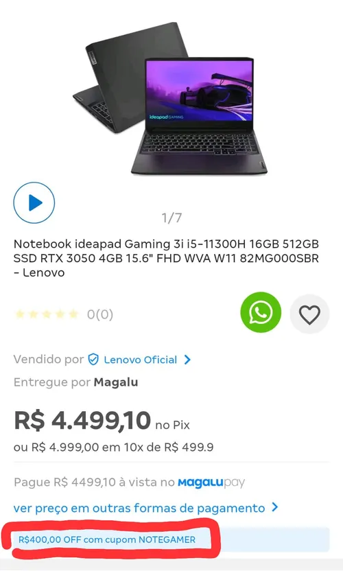 Imagem na descrição da promoção