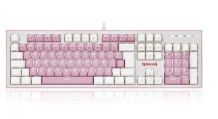 Teclado Mecânico Gamer Redragon Hades, Led White, Switch Blue, ABNT, Pink/White, K623-PW (PT-BLUE)