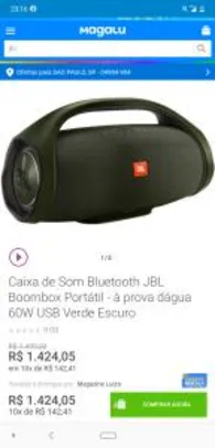 Caixa de Som Bluetooth JBL Boombox Portátil - à prova dágua 60W Verde Escuro