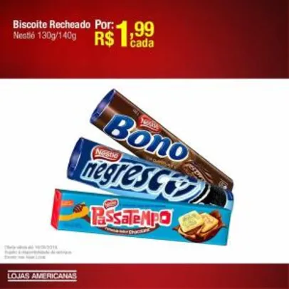 [Lojas Americanas/Lojas Fisicas] Recheados Nestlé por R$ 1,99 cada!