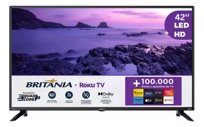 Smart Tv Britânia 42'' Btv42g6fr2cp Roku Tv Dolby Audio Hdmi