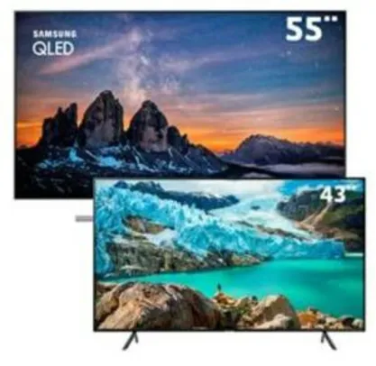 Smart TV QLED 55" UHD 4K Samsung 55Q80 + Smart TV LED 43" UHD 4K Samsung 43RU7100