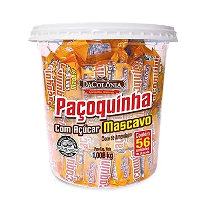 Paçoca Rolha C/ Açucar Mascavo Pote C/56 Und Dacolonia