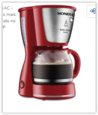 Cafeteira Elétrica Mondial Dolce Arome C-35 para 18 Xícaras – Vermelha | R$ 98