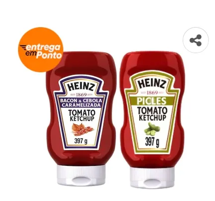 Kit Heinz Ketchup Picles 397g e Ketchup Heinz Bacon & Cebola Caramelizada 397g