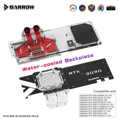 Water Block Barrow GPU Active Cooling Backplate p/ GIGABYTE 3080/3090