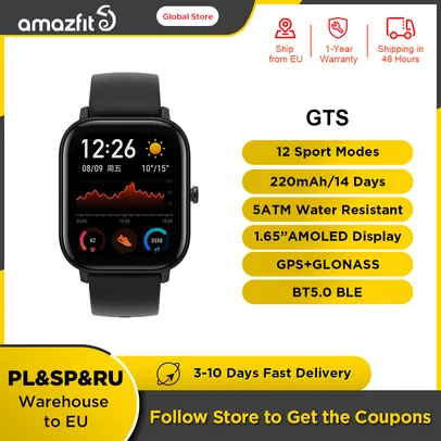 Amazfit GTS relógio inteligente 5ATM smartwatch 14 dias bateria