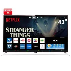 Smart TV LED 43" UHD 4K AOC LE43U7970 com Wi-Fi, Miracast, App Gallery, Botão Netflix, Digital Noise Reduction, HDMI e USB #dica: 5% de desconto em 1x no Cartão ou Boleto