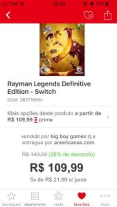 Rayman legends para switch - R$99