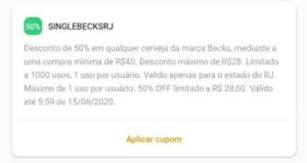 50% off em cervejas da marca Becks (APENAS RJ)