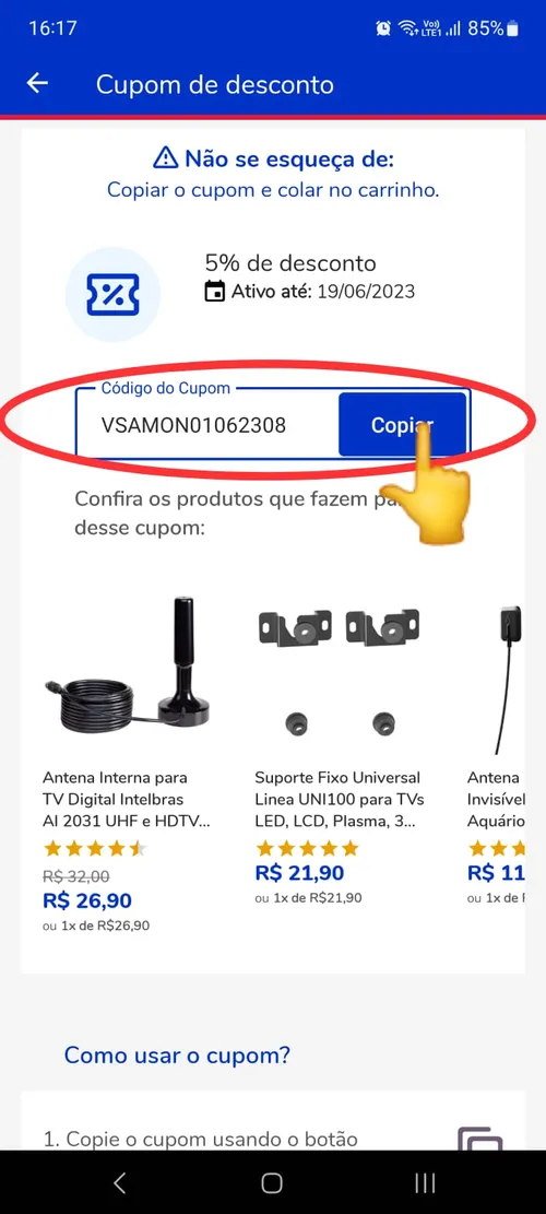 Imagem na descrição da promoção