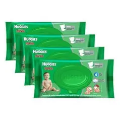 (Cupom 1° compra) Kit 4 Lenços Umedecidos Huggies Aloe Vera 192 Unidades