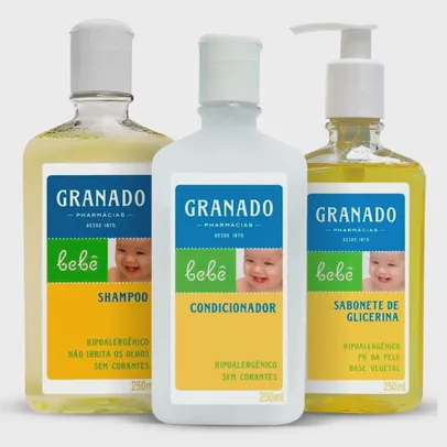 [AME 42,80 ]Kit Granado Tradicional Bebê Shampoo, Condicionador e Sabonete Líquido