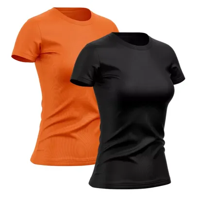 Kit 2 Camisetas Feminina Manga Curta Dry Fit Proteção Solar UV Baby Look Academia Treino