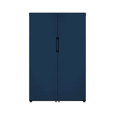 2 Geladeira Samsung Bespoke 1 porta 315L Side By Side Azul Marinho