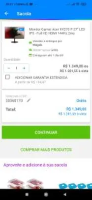 Saindo por R$ 1281: Monitor Gamer Acer 27p 144hz Ips [App] | R$1281 | Pelando